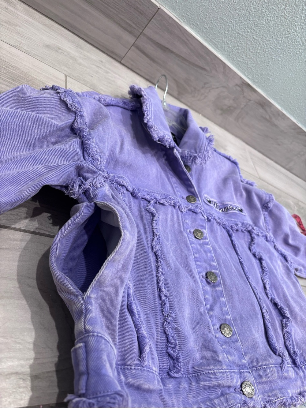 Purple Minnie Mouse Distressed Denim Jacket - Picture 11 of 11